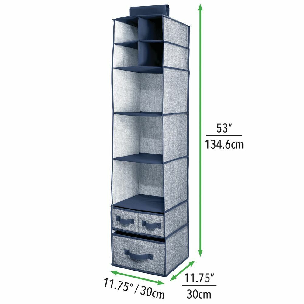 Copy of Blushbees Soft Fabric over Closet Rod Hanging Storage Organizer with 7 Shelves and 3 Removable Drawers.