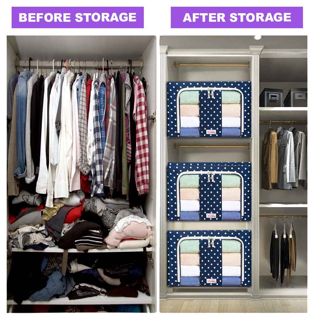 Pack of 3 Large Capacity Storage Bins Closet Organizer System, Sturdy  Foldable Storage Boxes for Organizing Clothing, Sheets, Toys, Books - Shelf