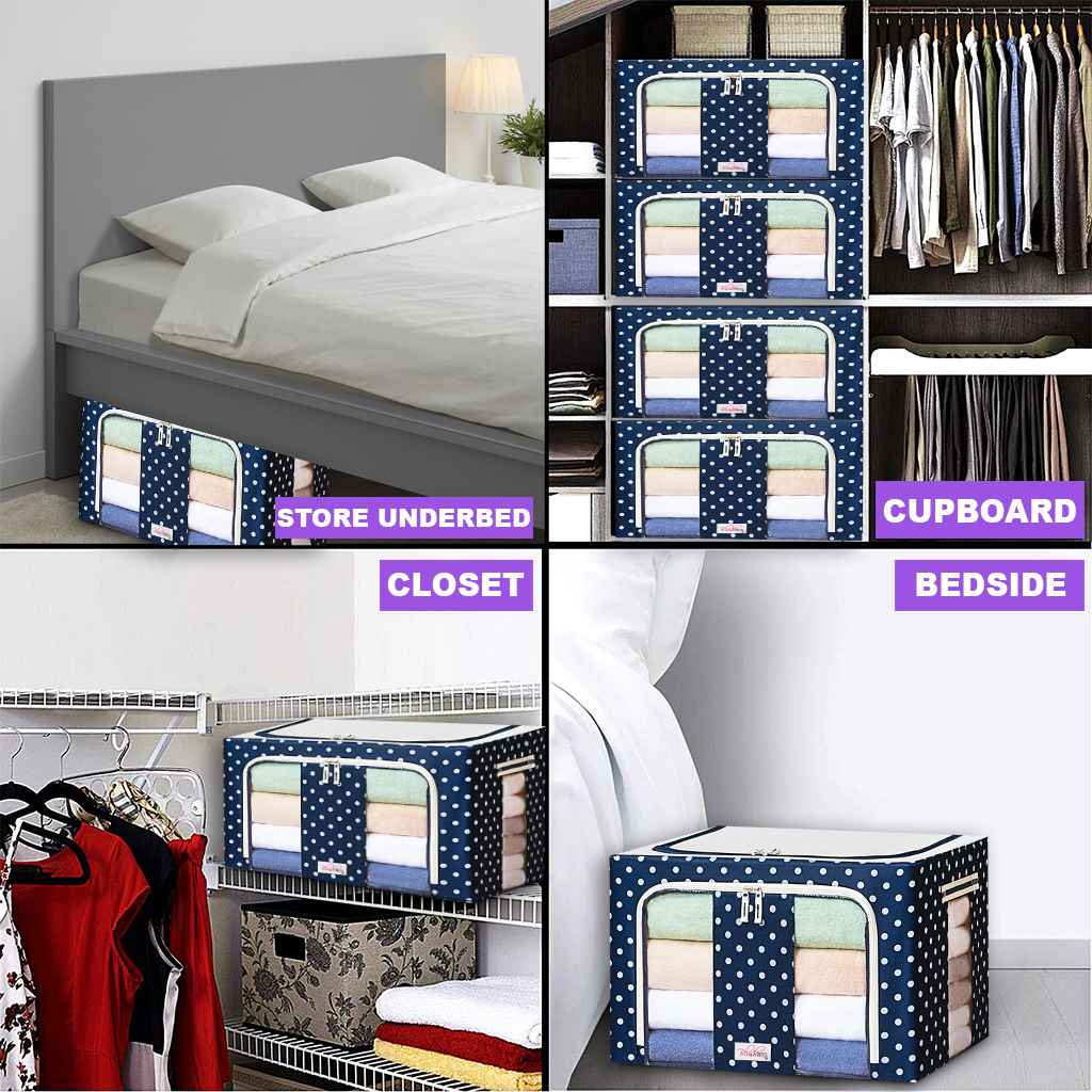 BLUSHBEES™ Oxford Fabric Stainless Steel Frame, Collapsible Storage Boxes  for Winter Clothes, Quilt, Blanket Etc LARGE 201613 INCHES 