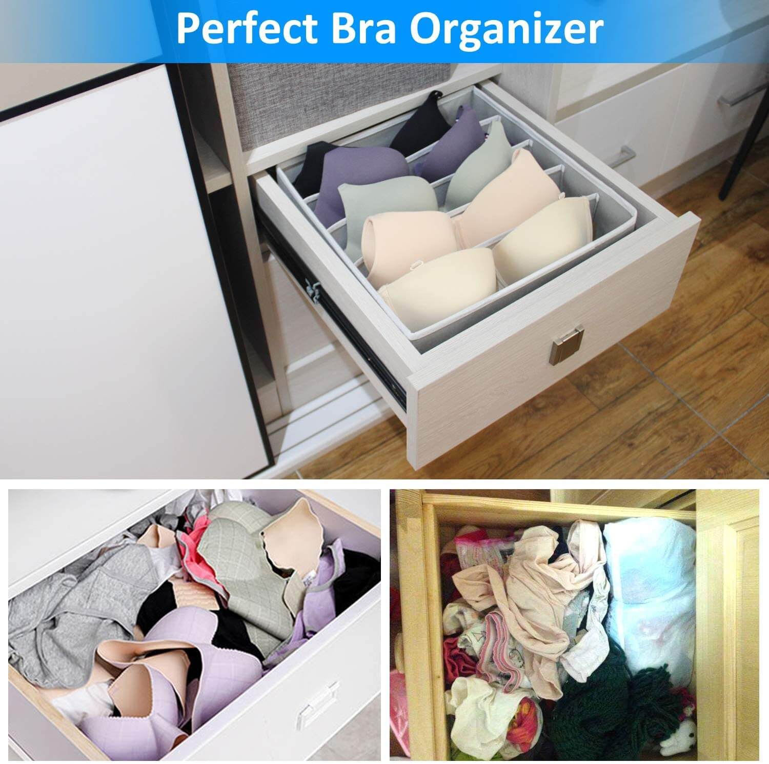 Set of 4 Storage Box for Undergarments Organizer Box Drawer Divider  Foldable Closet Organizer's for Socks