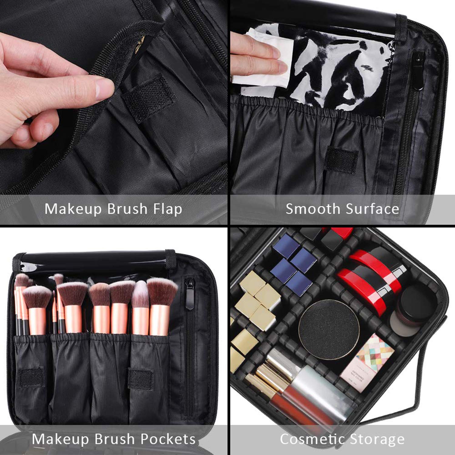 Cosmetic Makeup Kit Storage Organizer Nylon Professional Travel Toiletry  Vanity Bag with Adjustable Compartment for Cosmetics