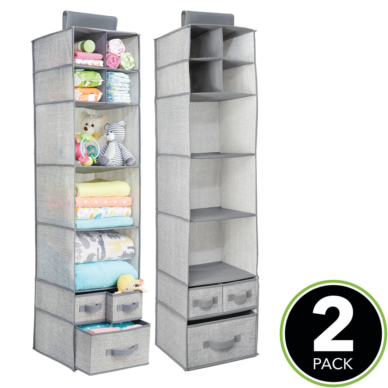 BlushBees® Long Soft Fabric Over Closet Rod Hanging Storage Organizer with 7 Shelves + 3 Drawer