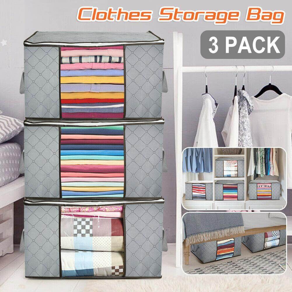 Clothes Storage Bag,Portable Winter Cup,Practical Clothes Storage Bag  Wardrobe Sorting Storage Box,Suitable for Seasonal Clothes, Bedding,  Blankets